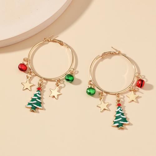 Pendientes de Navidad, aleación de zinc, Diseño de Navidad & diferentes estilos para la opción & para mujer & esmalte, dorado, Vendido por Par