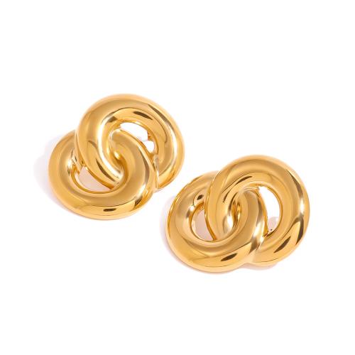 Stainless Steel Stud Earring, 304 Stainless Steel, 18K gold plated, fashion jewelry & for woman, golden 