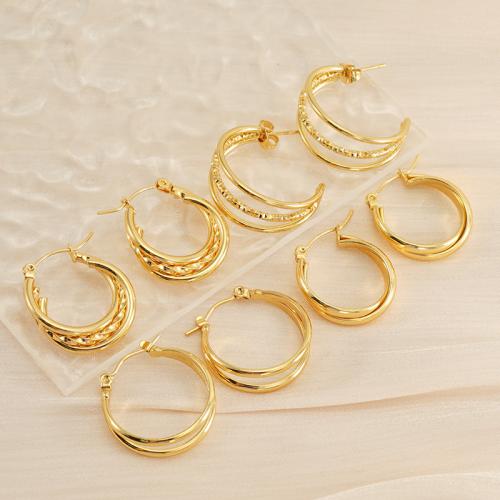 Stainless Steel Leverback Earring, 304 Stainless Steel, 18K gold plated, fashion jewelry & for woman, golden 