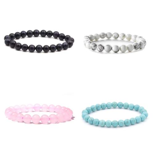 Bracelets en pierres précieuses, Pierre naturelle, Rond, bijoux de mode & différents matériaux pour le choix & unisexe, plus de couleurs à choisir, 8mm Environ 18.5 cm, Vendu par PC