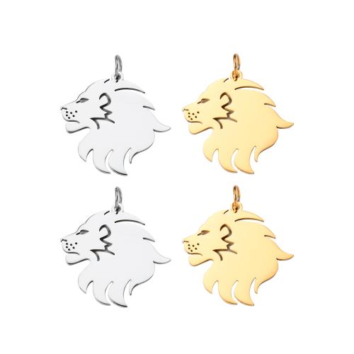 Stainless Steel Animal Pendants, 304 Stainless Steel, Lion, Vacuum Ion Plating, DIY [