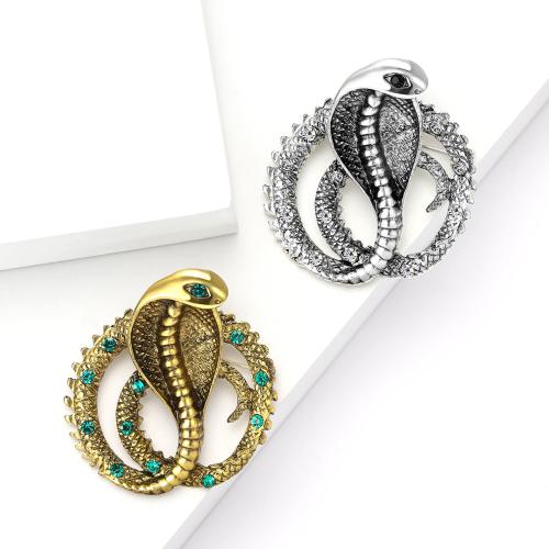 Rhinestone Zinc Alloy Brooch, Snake, plated, for woman & with rhinestone 