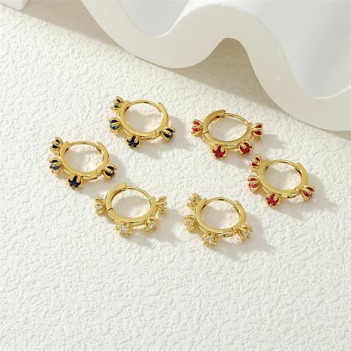 Cubic Zirconia Pendiente Brass Micro Pave, metal, chapado en color dorado, micro arcilla de zirconia cúbica & para mujer, más colores para la opción, Vendido por Par[