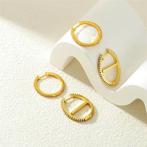 Cubic Zirconia Micro Pave Brass Earring, gold color plated & micro pave cubic zirconia & for woman 