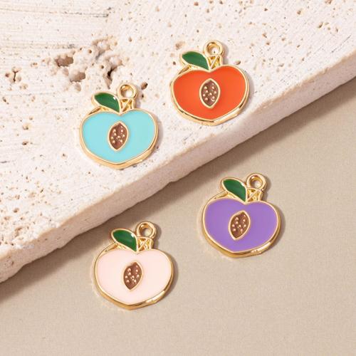 Zinc Alloy Enamel Pendants, Peach, gold color plated, DIY 