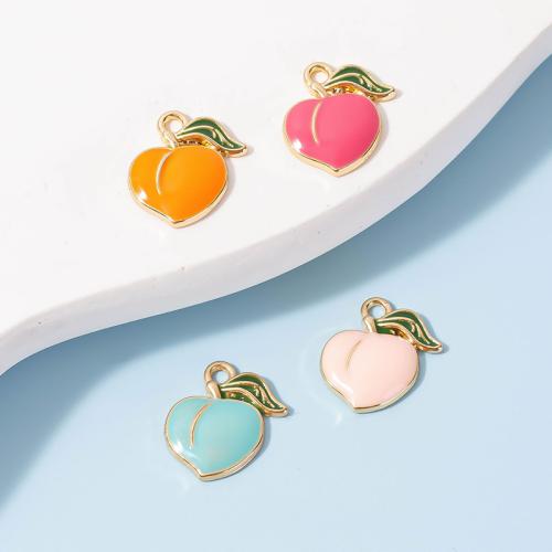 Zinc Alloy Enamel Pendants, Peach, gold color plated, DIY 