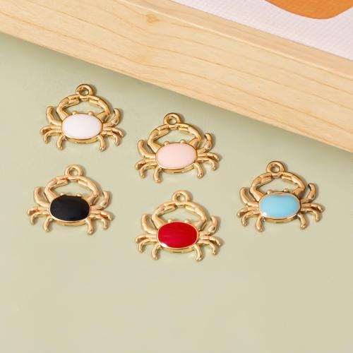 Zinc Alloy Enamel Pendants, Crab, gold color plated, DIY [