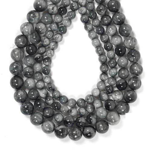 Single Gemstone Beads, Hawk-eye Stone, Round, DIY mixed colors 