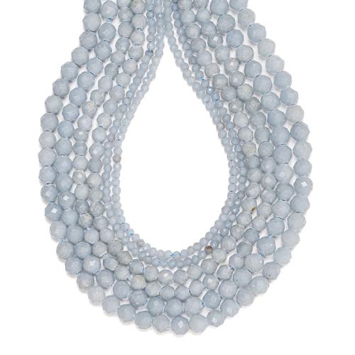 Single Gemstone Beads, Angelite, Round, DIY blue [