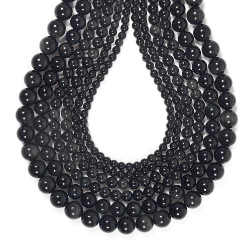 Perles obsidienne noire, Rond, DIY & normes différentes pour le choix, noire, Vendu par brin[