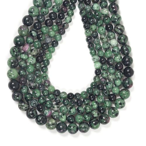 Perles en rouge vert, Rubis en Zoïsite, Rond, DIY & normes différentes pour le choix, vert, Vendu par brin[