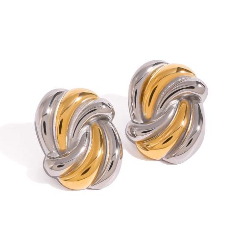 Stainless Steel Stud Earring, 304 Stainless Steel, plated, fashion jewelry & for woman & two tone 