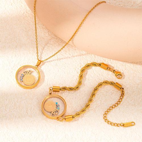 Titanium Steel Jewelry Set, gold color plated, fashion jewelry & for woman 