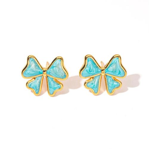 Boucles d'oreilles en acier titane, Noeud papillon, Placage, styles différents pour le choix & pour femme & émail, plus de couleurs à choisir, Vendu par paire