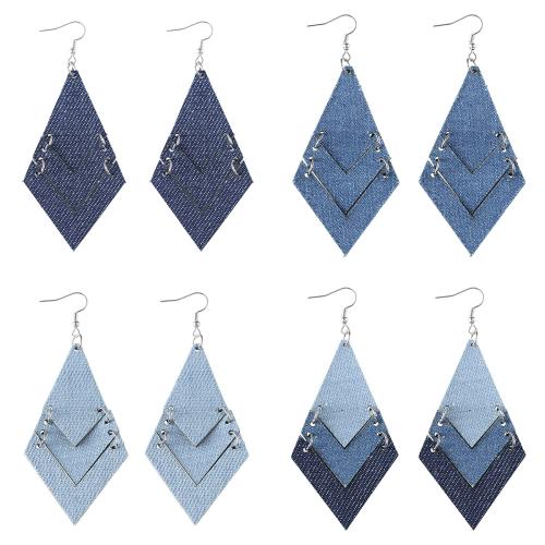 Fashion Create Jewelry Earring, PU Leather, with Zinc Alloy, printing, fashion jewelry & for woman & double-sided 