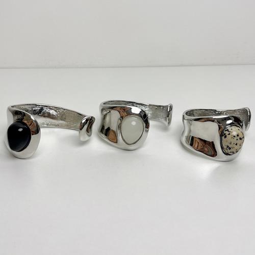 Zinc Alloy Cuff Bangle, with Obsidian, plated, fashion jewelry & for woman, original color 6cm. 