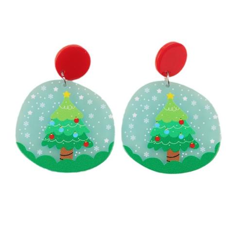 Pendientes de Navidad, Acrílico, estampado, Diseño de Navidad & diferentes estilos para la opción & para mujer, Vendido por Par