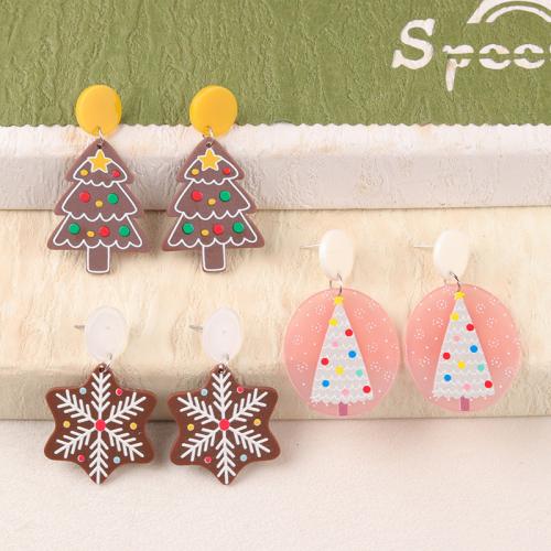 Pendientes de Navidad, Acrílico, estampado, Diseño de Navidad & diferentes estilos para la opción & para mujer, Vendido por Par