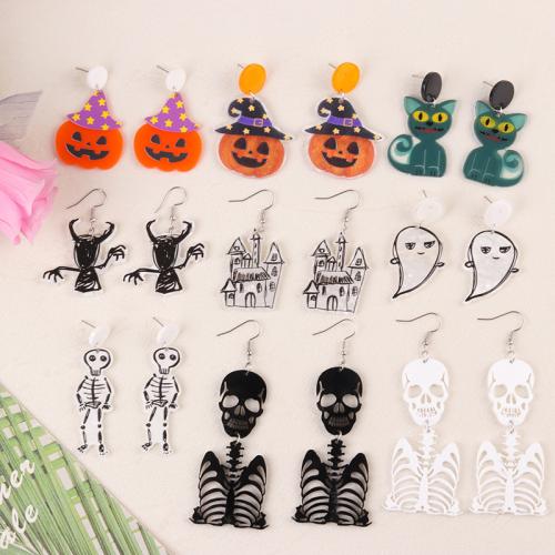 Acrílico Pendientes con Colgantes, estampado, Diseño de Halloween & diferentes estilos para la opción & para mujer, Vendido por Par