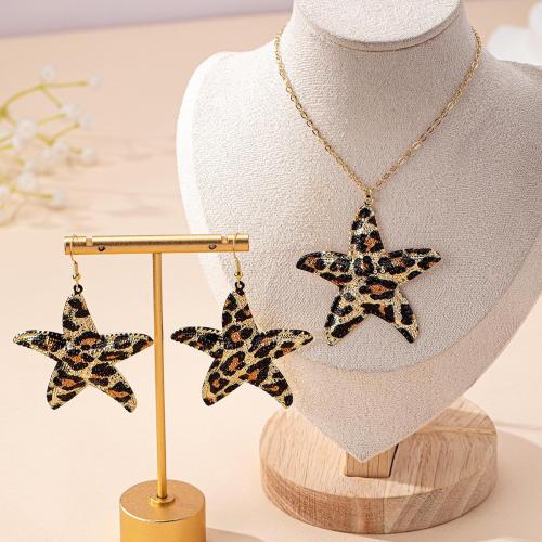 Fashion Zinc Alloy Jewelry Sets, earring & necklace, Starfish, plated, for woman, gold 