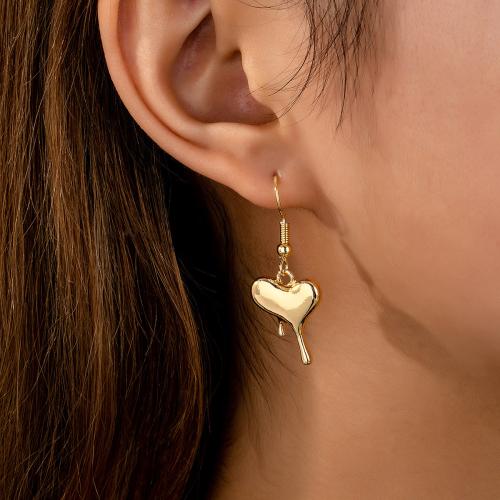 Zinc Alloy Drop Earring, Heart, plated, for woman, gold 