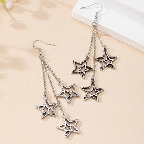 Zinc Alloy Drop Earring, Star, plated, for woman, dark grey 