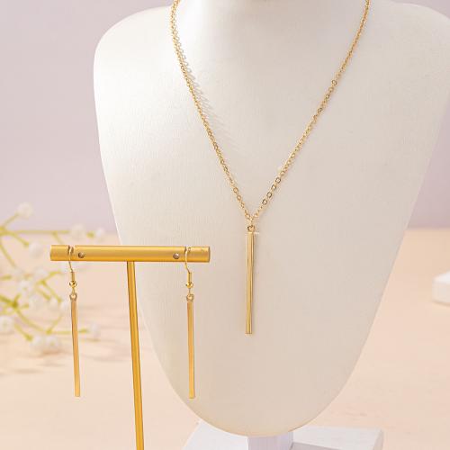 Fashion Zinc Alloy Jewelry Sets, earring & necklace, plated, for woman, gold 