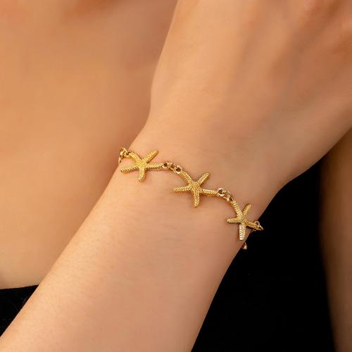 Fashion Zinc Alloy Bracelets, Starfish, plated, for woman, gold [