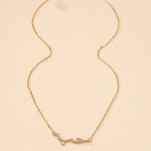 Collar de Aleación de Zinc con Zirconia Cúbica, chapado, micro arcilla de zirconia cúbica & para mujer, dorado, Vendido por UD[