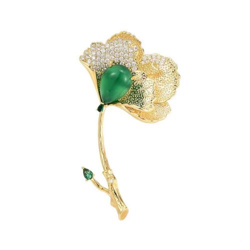 Zinc Alloy Jewelry Brooch, with Gemstone, for woman & with rhinestone [