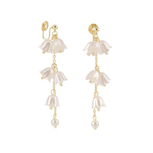 Resin Zinc Alloy Earring, with Resin, plated & for woman, golden [