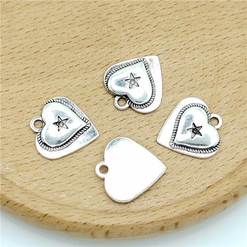 Zinklegierung Herz Anhänger, antik silberfarben plattiert, DIY, 15x16mm, 100PCs/Tasche, verkauft von Tasche[