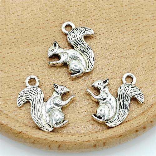 Pendentifs animaux en alliage de zinc, écureuil, Plaqué de couleur d'argent, DIY Vendu par sac[