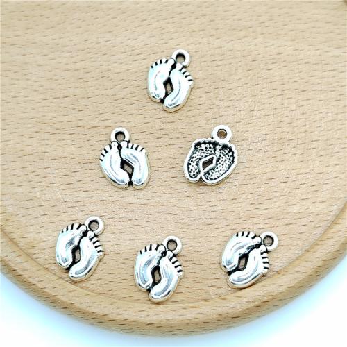 Zinc Alloy Jewelry Pendants, Foot, antique silver color plated, DIY 