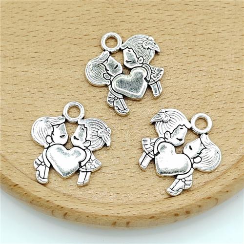 Zinc Alloy Jewelry Pendants, Couple, antique silver color plated, DIY 