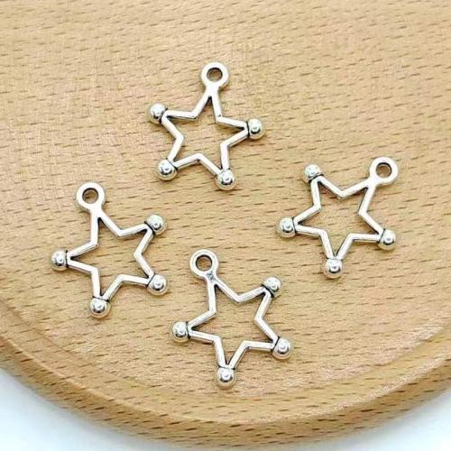 Zink Legierung Stern Anhänger, Zinklegierung, antik silberfarben plattiert, DIY, 15x18mm, 100PCs/Tasche, verkauft von Tasche[