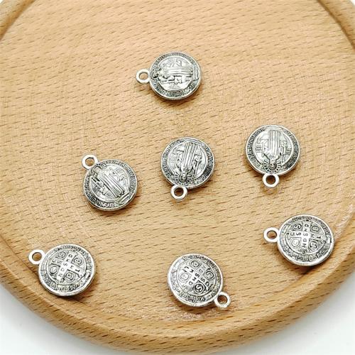 Zinc Alloy Jewelry Pendants, Round, antique silver color plated, DIY 