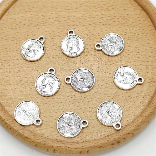 Zinc Alloy Jewelry Pendants, Round, antique silver color plated, DIY 