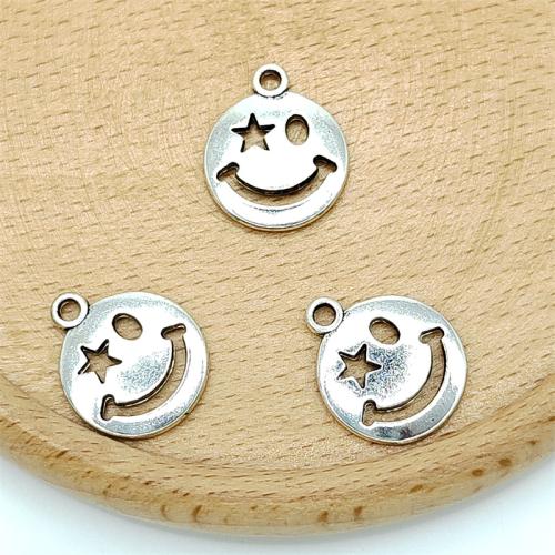 Zink Legierung Schmuck Anhänger, Zinklegierung, Lächelndes Gesichte, antik silberfarben plattiert, DIY, 15x18mm, 100PCs/Tasche, verkauft von Tasche[