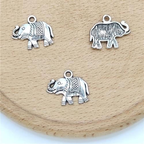 Pendentifs animaux en alliage de zinc, éléphant, Plaqué de couleur d'argent, DIY Vendu par sac