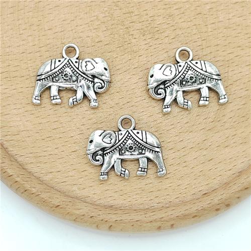 Zinc Alloy Animal Pendants, Elephant, antique silver color plated, DIY [