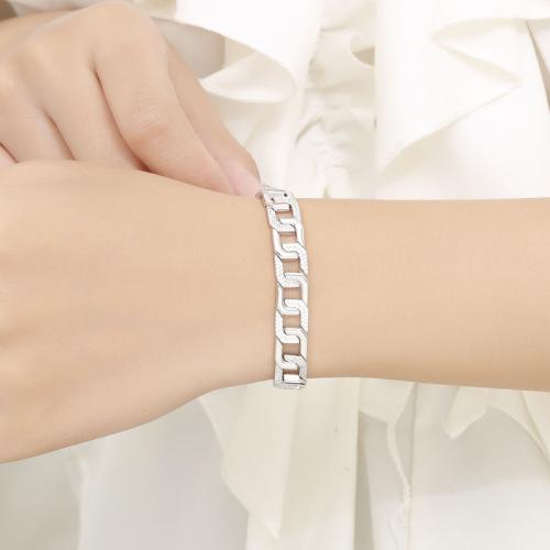 925 Sterling Silver Bracelet, Unisex & with rhinestone 