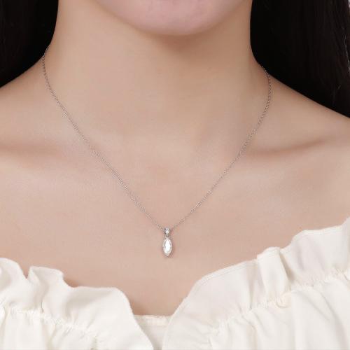 Argent sterling 925 collier, avec Moissanite, oeil de cheval, bijoux de mode & pour femme Environ 18-20 pouce, Vendu par PC