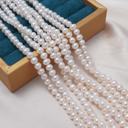 Natural Freshwater Pearl Loose Beads, Slightly Round, DIY, white, 5-6mm Approx 0.7mm Approx 40 cm 