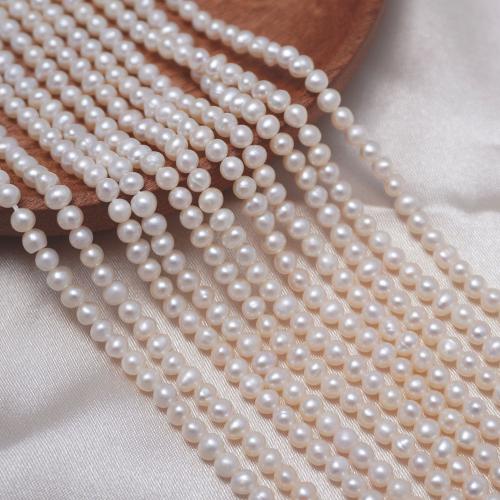 Natural Freshwater Pearl Loose Beads, Slightly Round, DIY, white, 3.5-4mm Approx 40 cm 