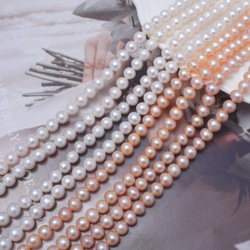 Natural Freshwater Pearl Loose Beads, Slightly Round, DIY 5-6mm Approx 37 cm 