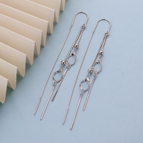 Sterling Silver Thread Through Earrings, 925 Sterling Silver, fashion jewelry & for woman 