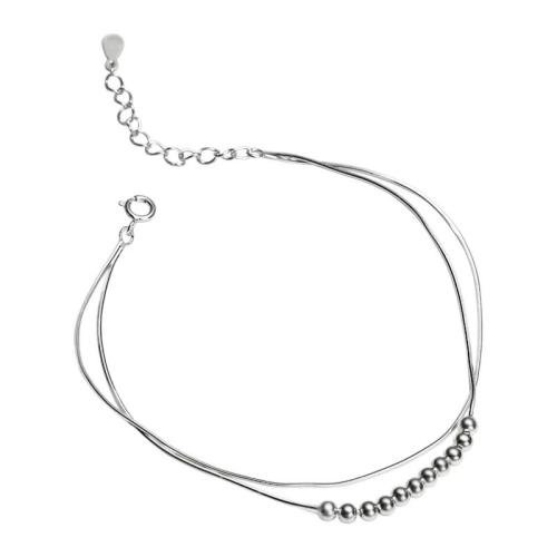 Sterling Silver Bracelets, 925 Sterling Silver, with 5cm extender chain, Double Layer & fashion jewelry & for woman Approx 16 cm 