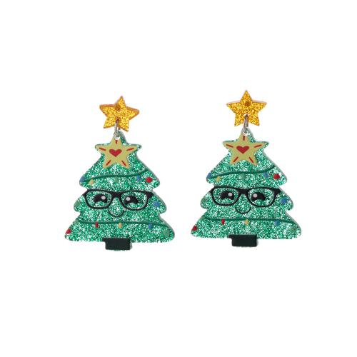 Christmas Earrings, Acrylic, Christmas Tree, Christmas Design & for woman 