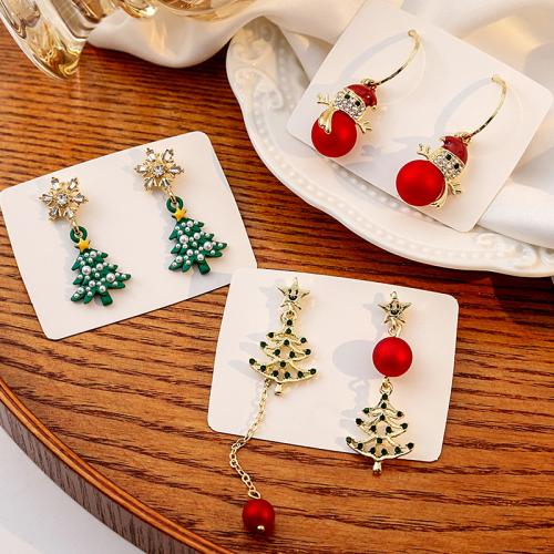 Pendientes de Navidad, acero inoxidable 304, Diseño de Navidad & diferentes estilos para la opción & para mujer & esmalte & con diamantes de imitación, Vendido por Par